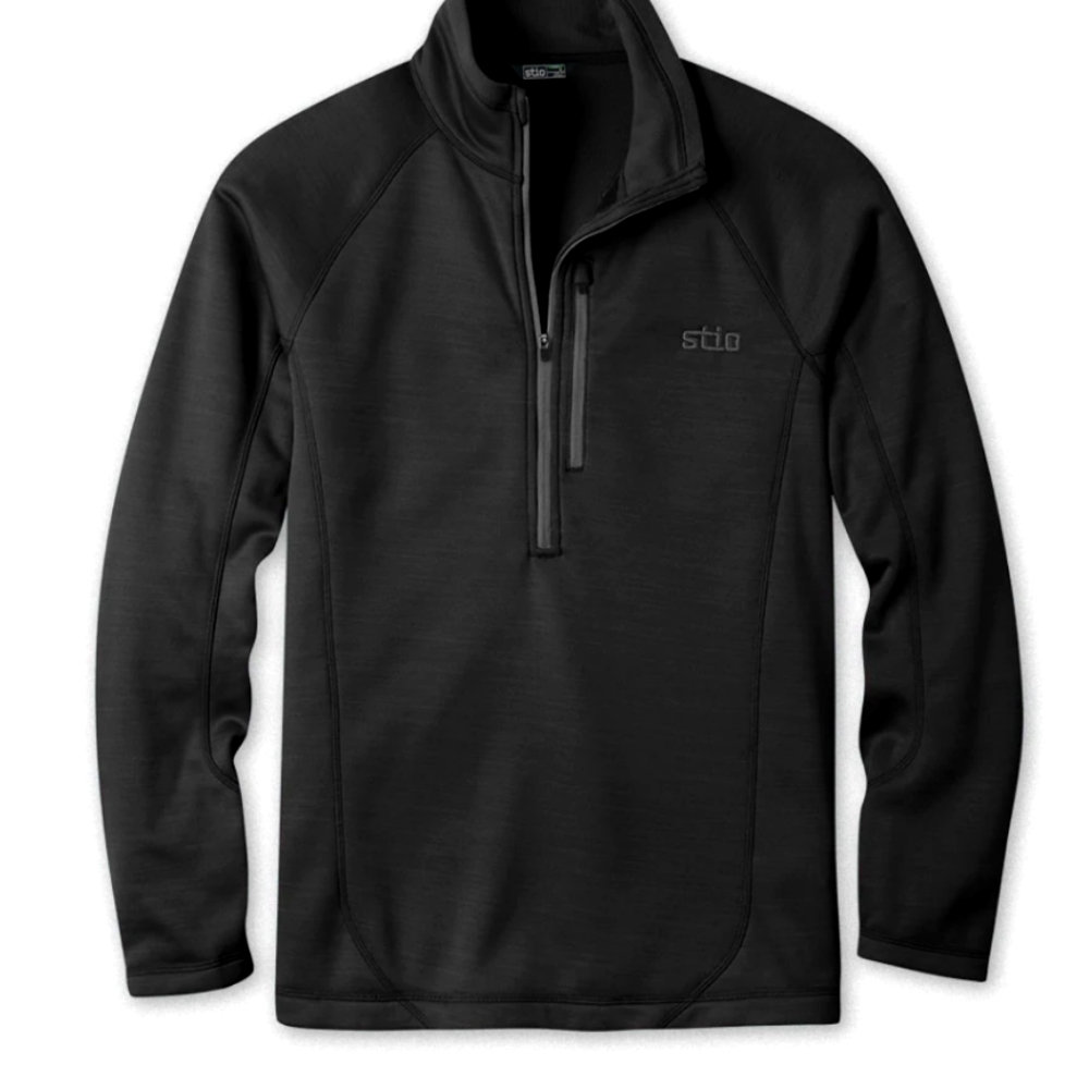 Stio Gannett Peak half-zip, men's medium, heathered gray.